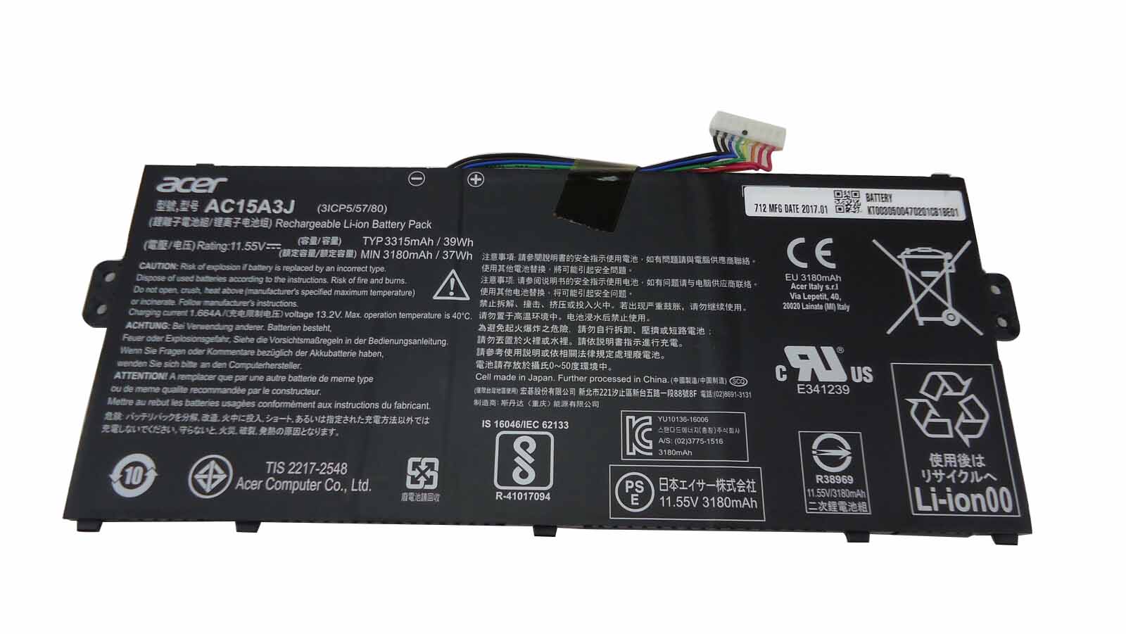 (image for) 3315mAh 39Wh 3-Zellen Akku Acer Chromebook 11 CB311-9H-C12A